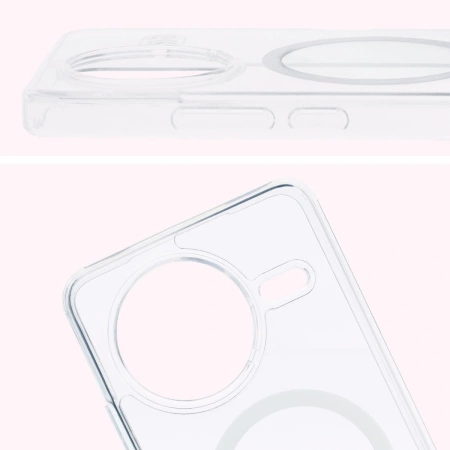 Etui z pierścieniem magnetycznym Bizon Case CrystalO do Xiaomi POCO F7 Pro, przezroczyste