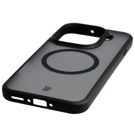 Etui z pierścieniem magnetycznym Bizon Case MatteO do Oppo Find X9 Pro, przydymione-czarne