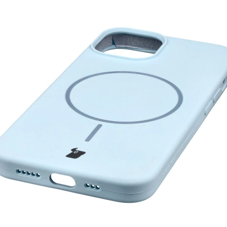 Silikonowe etui z pierścieniem magnetycznym Bizon Soft Case Magnetic do iPhone 14/13, błękitne