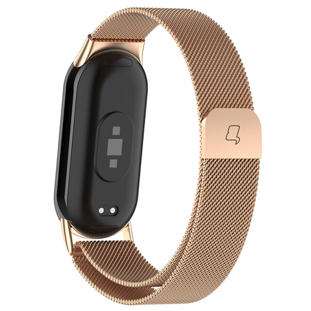 Pasek Bizon Strap Watch Chain do Xiaomi Mi Smart Band 8, różowozłoty