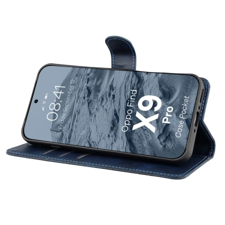 Etui z klapką Bizon Case Pocket do Oppo Find X9 Pro, granatowe