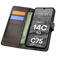 Etui z klapką Bizon Case Pocket do Xiaomi Redmi 14C 4G / POCO C75, czarne