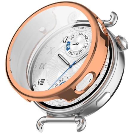 Etui z osłoną ekranu Bizon Case Watch Felipe do Huawei Watch GT6 41 mm, różowozłote