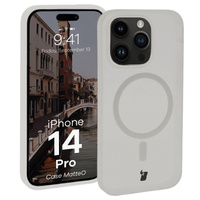 Etui z pierścieniem magnetycznym Bizon Case MatteO do iPhone 14 Pro, półprzezroczyste z przezroczystą ramką