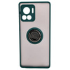 Etui z uchwytem na palec Bizon Case Hybrid Ring do Motorola Edge 30 Ultra, przydymione z ciemnozieloną ramką
