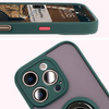 Etui z uchwytem na palec Bizon Case Hybrid Ring do iPhone 16 Pro, przydymione z ciemnozieloną ramką