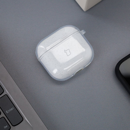 Elastyczne etui z karabińczykiem Bizon Case Headphone Clear do AirPods 4 przeźroczyste