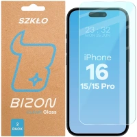 Szkło hartowane Bizon Glass Clear Duo do iPhone 15 / 15 Pro / 16 , 2 sztuki