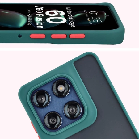Etui z uchwytem na palec Bizon Case Hybrid Ring do Google Pixel 10 / 10 Pro, przydymione z ciemnozieloną ramką