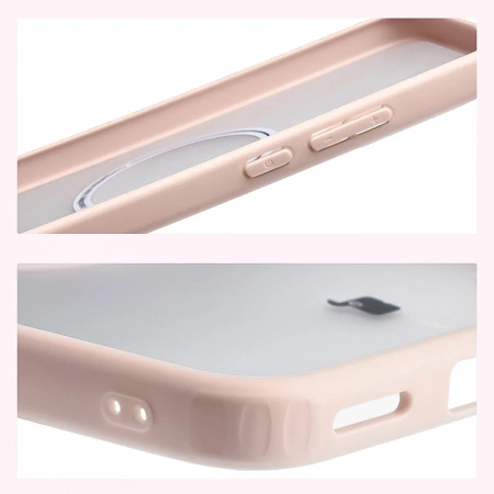 Etui z pierścieniem magnetycznym Bizon Case MatteO do Xiaomi POCO F7, przydymione-różowe