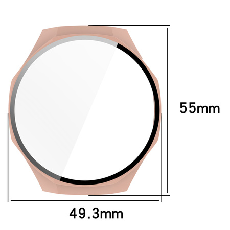 Etui ze szkłem do zegarka Bizon Case Watch Adamo do Huawei Watch GT 5 Pro 46 mm, różowe