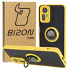 Etui z uchwytem na palec Bizon Case Hybrid Ring do Xiaomi Redmi Note 12S, przydymione z żółtą ramką