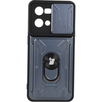 Etui Bizon Case Camshield Card Slot Ring do Oppo Reno 7 4G, szare