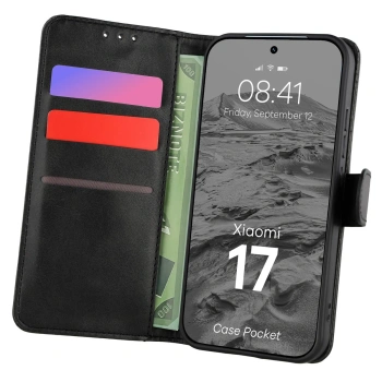 Etui z klapką Bizon Case Pocket do Xiaomi 17, czarne