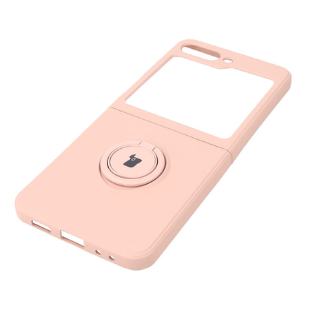 Etui Bizon Case Silicone Ring Sq do Samsung Galaxy Z Flip5, jasnoróżowe