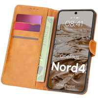 Etui z klapką Bizon Case Pocket do OnePlus Nord 4, brązowe