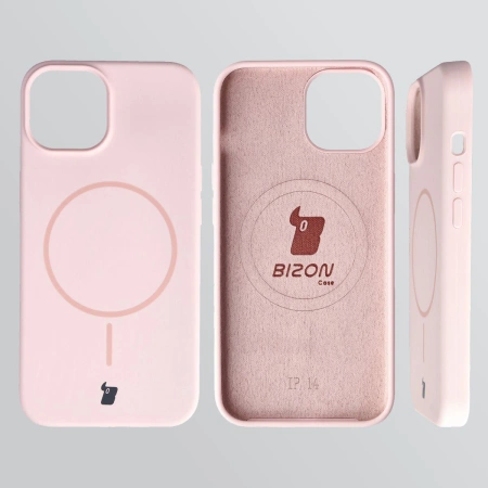 Silikonowe etui z pierścieniem magnetycznym Bizon Soft Case Magnetic do iPhone 14/13, jasnoróżowe