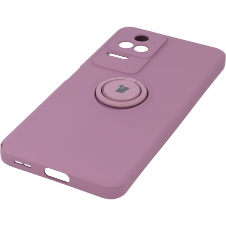 Etui Bizon Case Silicone Ring Sq do Xiaomi Poco F4, ciemnofioletowe