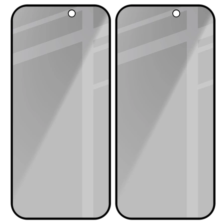 Prywatyzujące szkło hartowane Bizon Glass Edge Shadow Duo do iPhone 17 / 17 Pro / 16 Pro, przyciemniane z czarną ramką, 2 sztuki