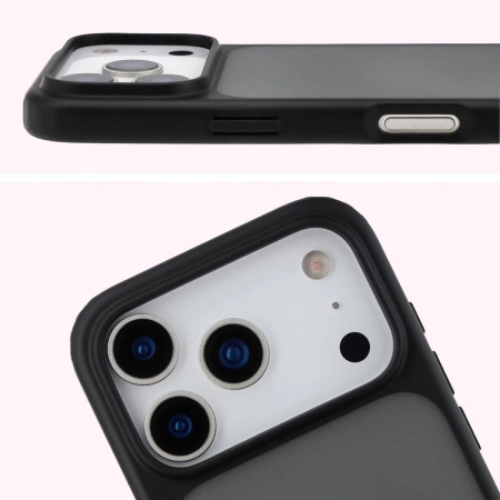 Etui Bizon Case Angelo do iPhone 17 Pro, przydymione z czarną ramką
