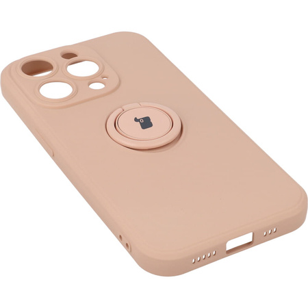 Etui Bizon Case Silicone Ring Sq do iPhone 14 Pro, jasnoróżowe