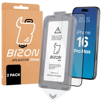 Szkło hartowane z ramką do łatwej aplikacji Bizon Glass Aplikator do iPhone 16 Pro Max, 2 sztuki