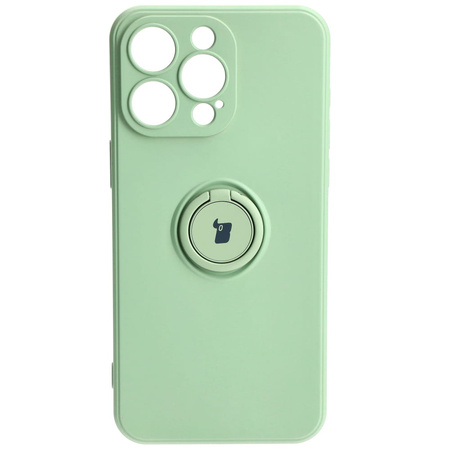 Etui Bizon Case Silicone Ring Sq do iPhone 15 Pro Max, jasnozielone