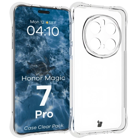Elastyczne etui + 2x folia na ekran Bizon Case Clear Pack do Honor Magic7 Pro