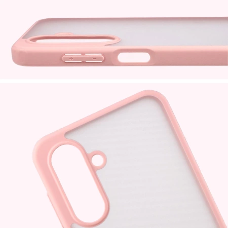 Etui Bizon Case Angelo do Galaxy A17 5G, półprzezroczyste z jasnoróżową ramką