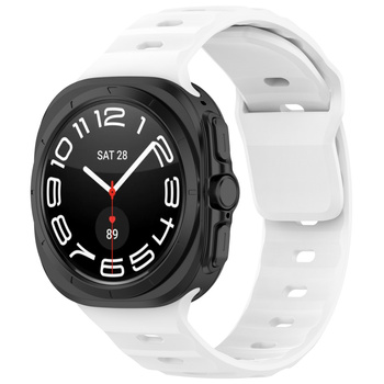 Silikonowy pasek Bizon Strap Watch Silicone do Galaxy Watch Ultra 47 mm, biały