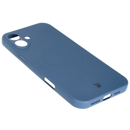 Silikonowe etui z pierścieniem magnetycznym Bizon Case Silicone Magnetic do iPhone 16 Plus, granatowe