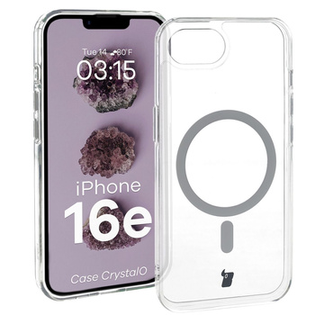 Etui z pierścieniem magnetycznym Bizon Case CrystalO do iPhone 16e, przezroczyste