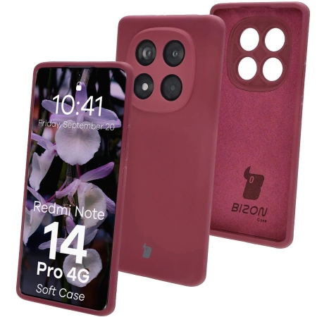 Silikonowe etui Bizon Soft Case do Xiaomi Redmi Note 14 Pro 4G, ciemnofioletowe