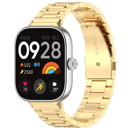 Pasek ze stali nierdzewnej Bizon Strap Watch Aura do Xiaomi Redmi Watch 5/4 / Smart Band 9/8 Pro, złoty