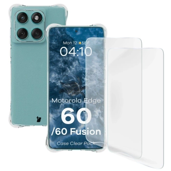 Elastyczne etui + 2x folia na ekran Bizon Case Clear Pack do Motorola Edge 60 / 60 Fusion