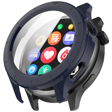 Etui ze szkłem do zegarka Bizon Case Watch Adamo do Xiaomi Watch S4, niebieskie