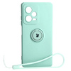 Etui Bizon Case Silicone Ring Sq do Xiaomi Redmi Note 12 Pro Plus 5G, turkusowe