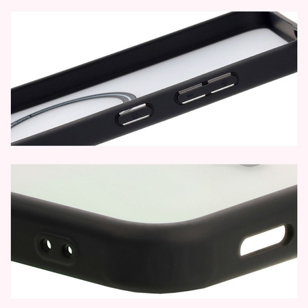 Etui z pierścieniem magnetycznym Bizon Case MatteO do Galaxy S25 Plus, półprzezroczyste z czarną ramką