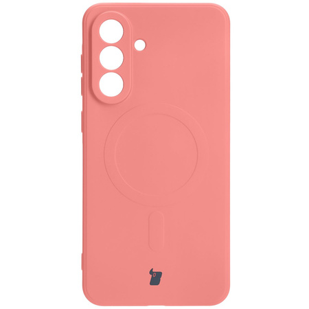 Silikonowe etui z pierścieniem magnetycznym Bizon Case Silicone Magnetic Sq do Galaxy A56 5G, brudnoróżowe