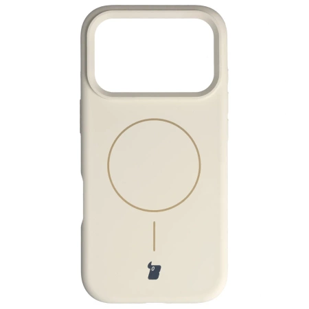 Silikonowe etui z pierścieniem magnetycznym Bizon Soft Case Magnetic do iPhone 17 Pro, écru