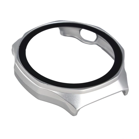 Etui ze szkłem do zegarka Bizon Case Watch Adamo do Huawei Watch GT6 Pro 46 mm, matowe srebrne