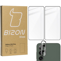 2x Szkło + szybka na aparat BIZON Edge 2 Pack  do Galaxy S24 Plus
