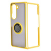 Etui z uchwytem na palec Bizon Case Hybrid Ring do Galaxy Z Fold5, przydymione z żółtą ramką