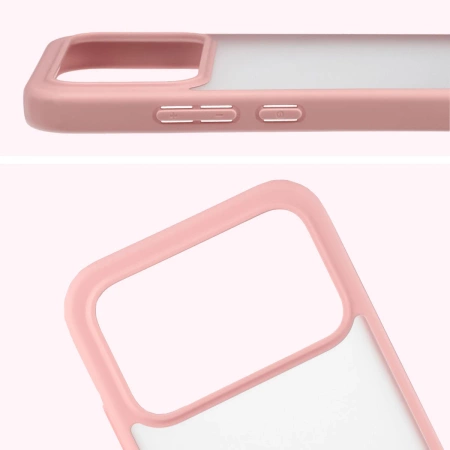 Etui Bizon Case Angelo do Xiaomi POCO F8 Pro, półprzezroczyste z jasnoróżową ramką