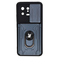Etui Bizon Case Camshield Card Slot Ring do Xiaomi 13, szare