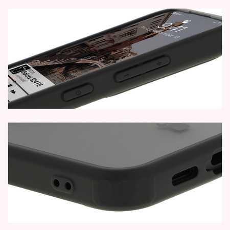 Etui z pierścieniem magnetycznym Bizon Case MatteO do Galaxy S24 FE, półprzezroczyste z czarną ramką