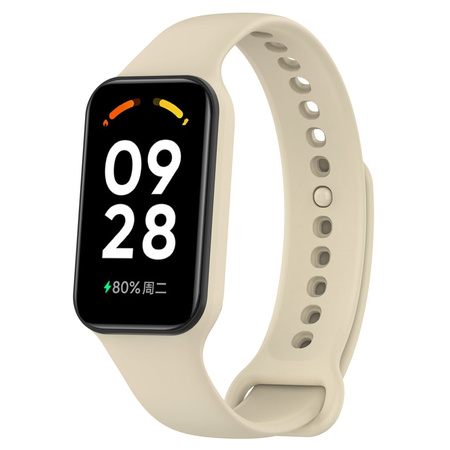 Etui z paskiem Bizon Strap + Case Watch Dots do Xiaomi Redmi Smart Band 2 / Xiaomi Mi Band 8 Active, beżowe