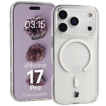 Etui z pierścieniem magnetycznym Bizon Case CrystalO do iPhone 17 Pro, przezroczyste