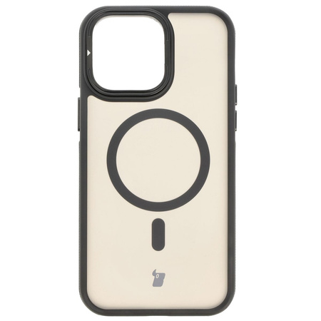Etui z podstawką i pierścieniem magnetycznym Bizon Case Eclipse do iPhone 14 Pro Max, przydymione z czarną ramką