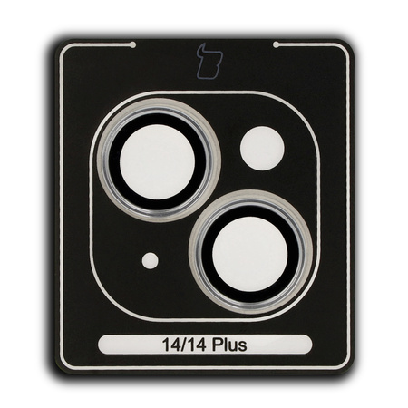 Szkło na aparat z aplikatorem Bizon Glass Snap Lens do iPhone 14/14 Plus, 1 zestaw, srebrna ramka